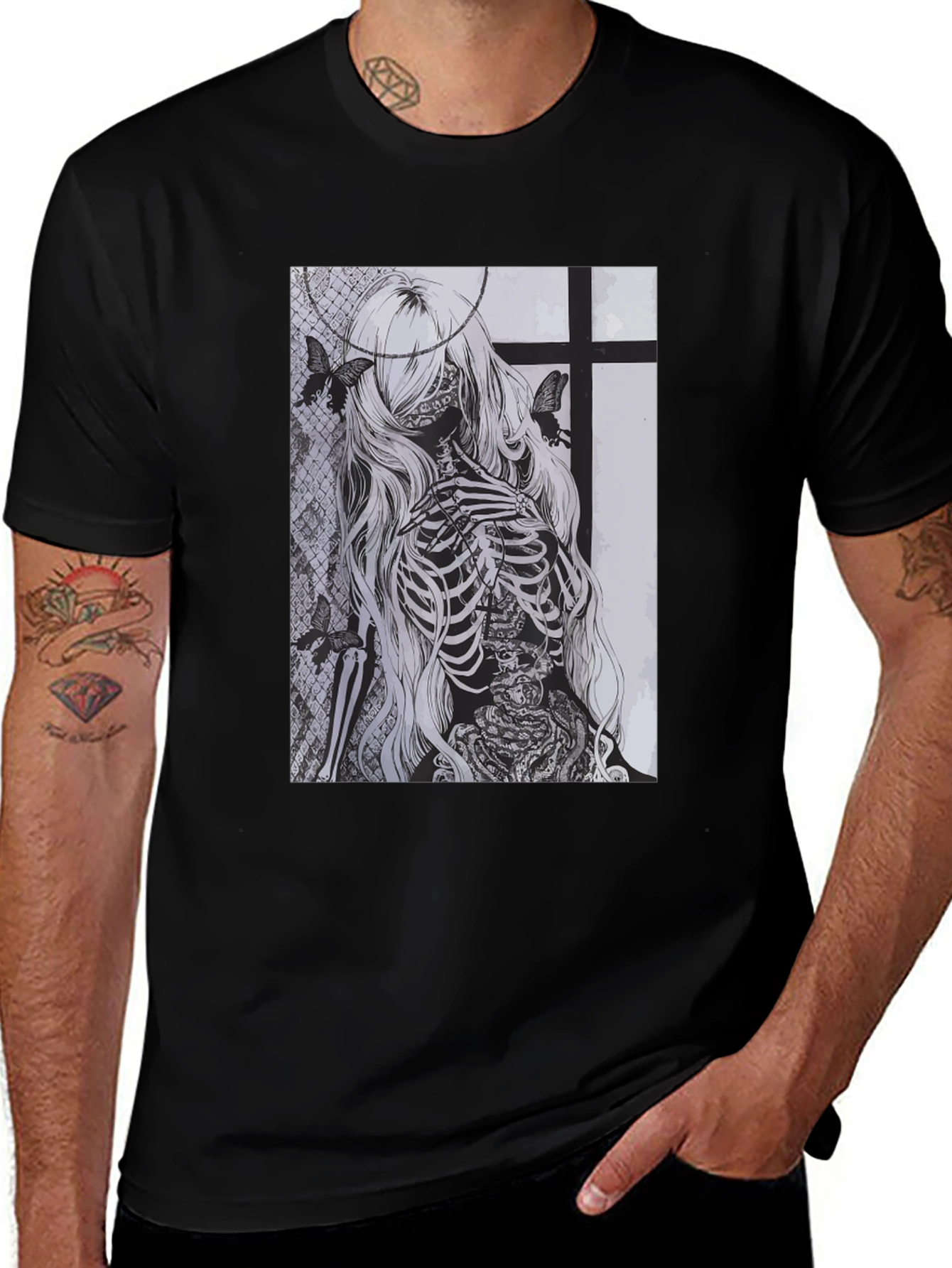Skeleton Butterfly Graphic T-Shirt