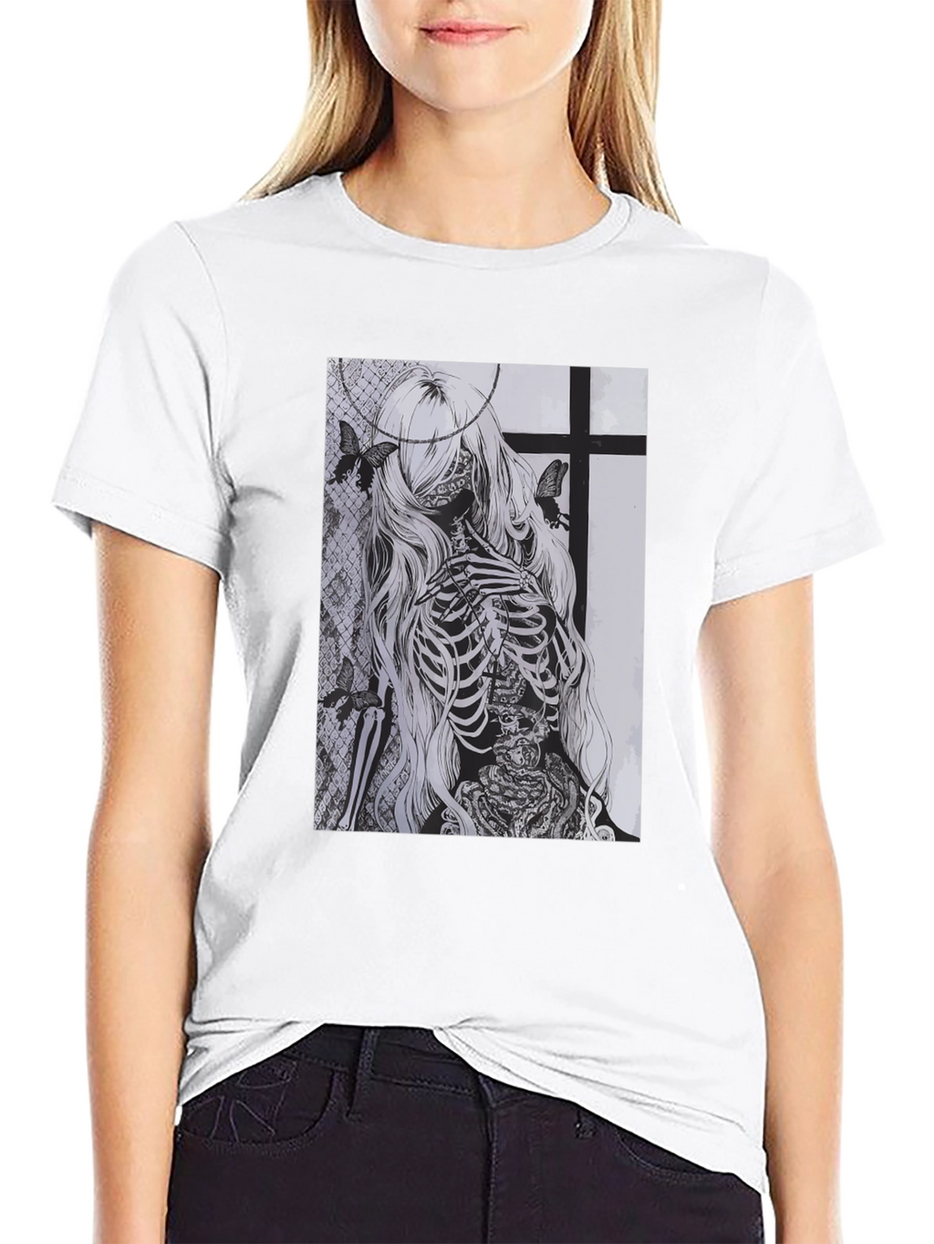 Skeleton Butterfly Graphic T-Shirt