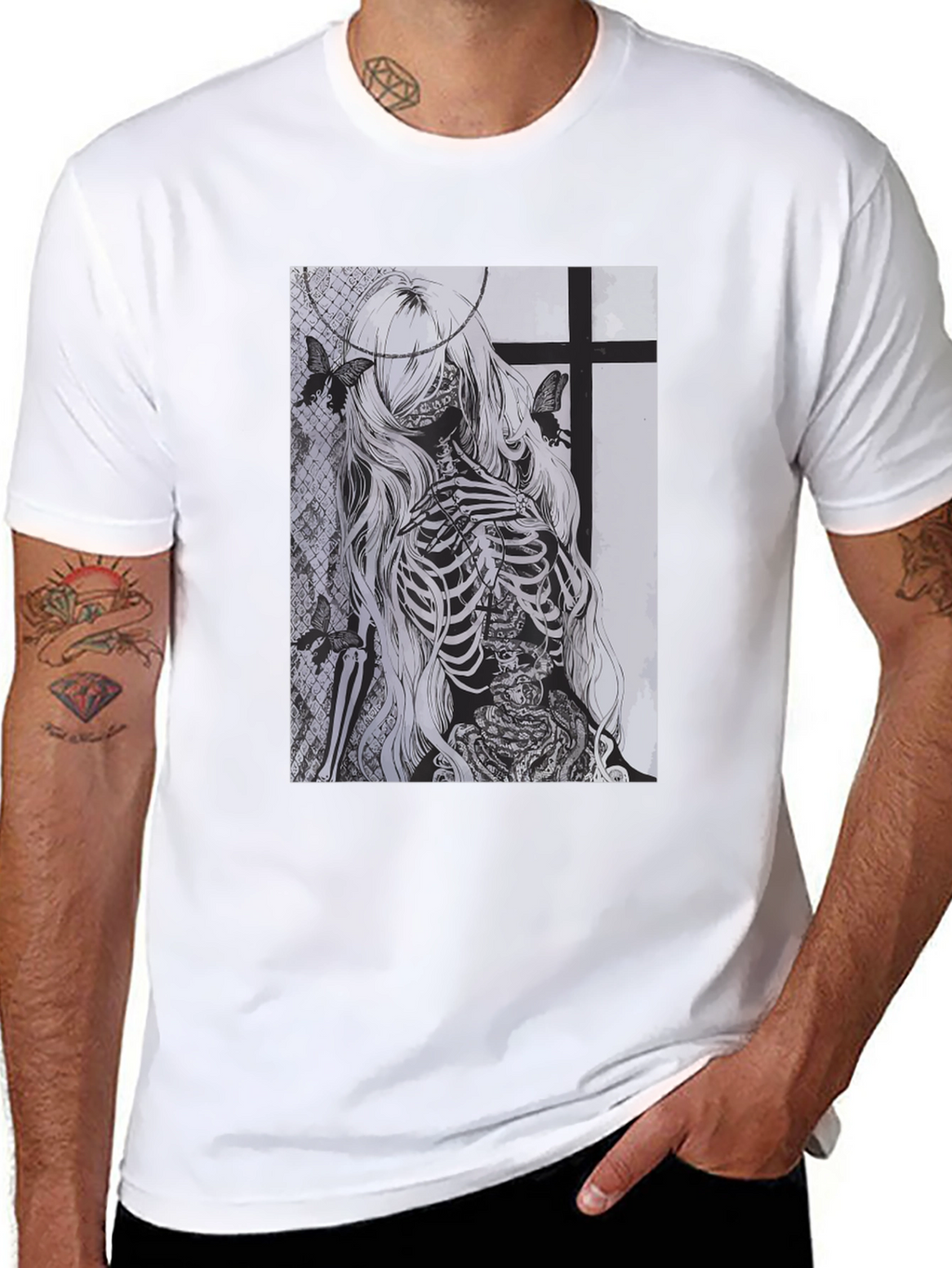 Skeleton Butterfly Graphic T-Shirt