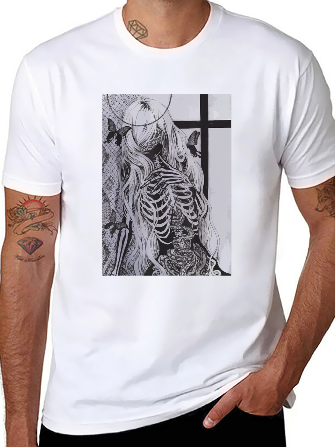 Skeleton Butterfly Graphic T-Shirt