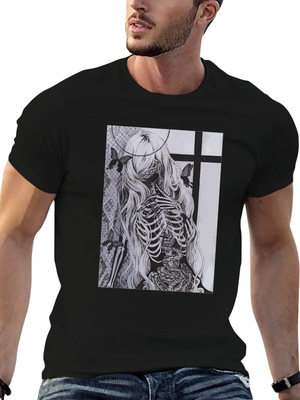 Skeleton Butterfly Graphic T-Shirt