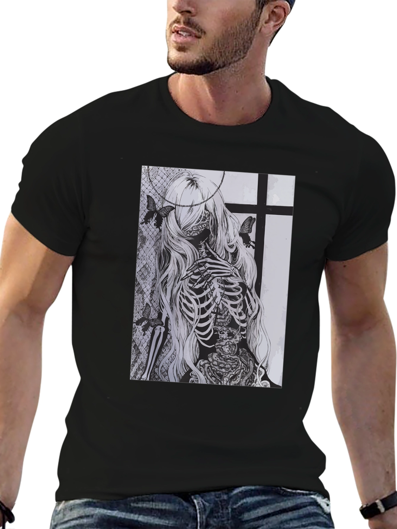 Skeleton Butterfly Graphic T-Shirt