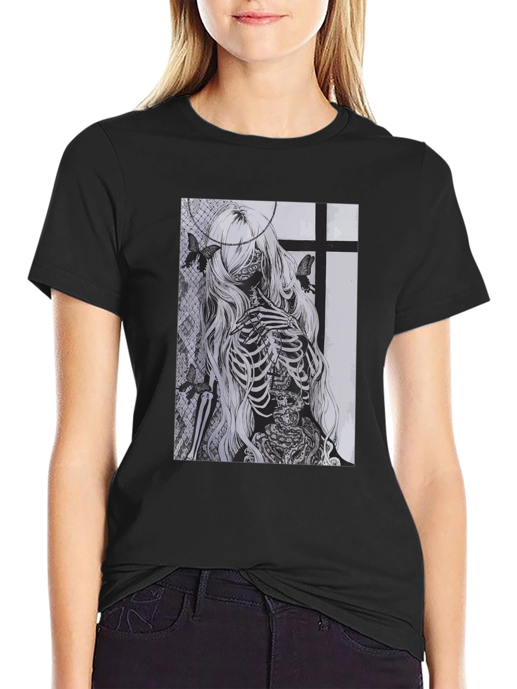 Skeleton Butterfly Graphic T-Shirt