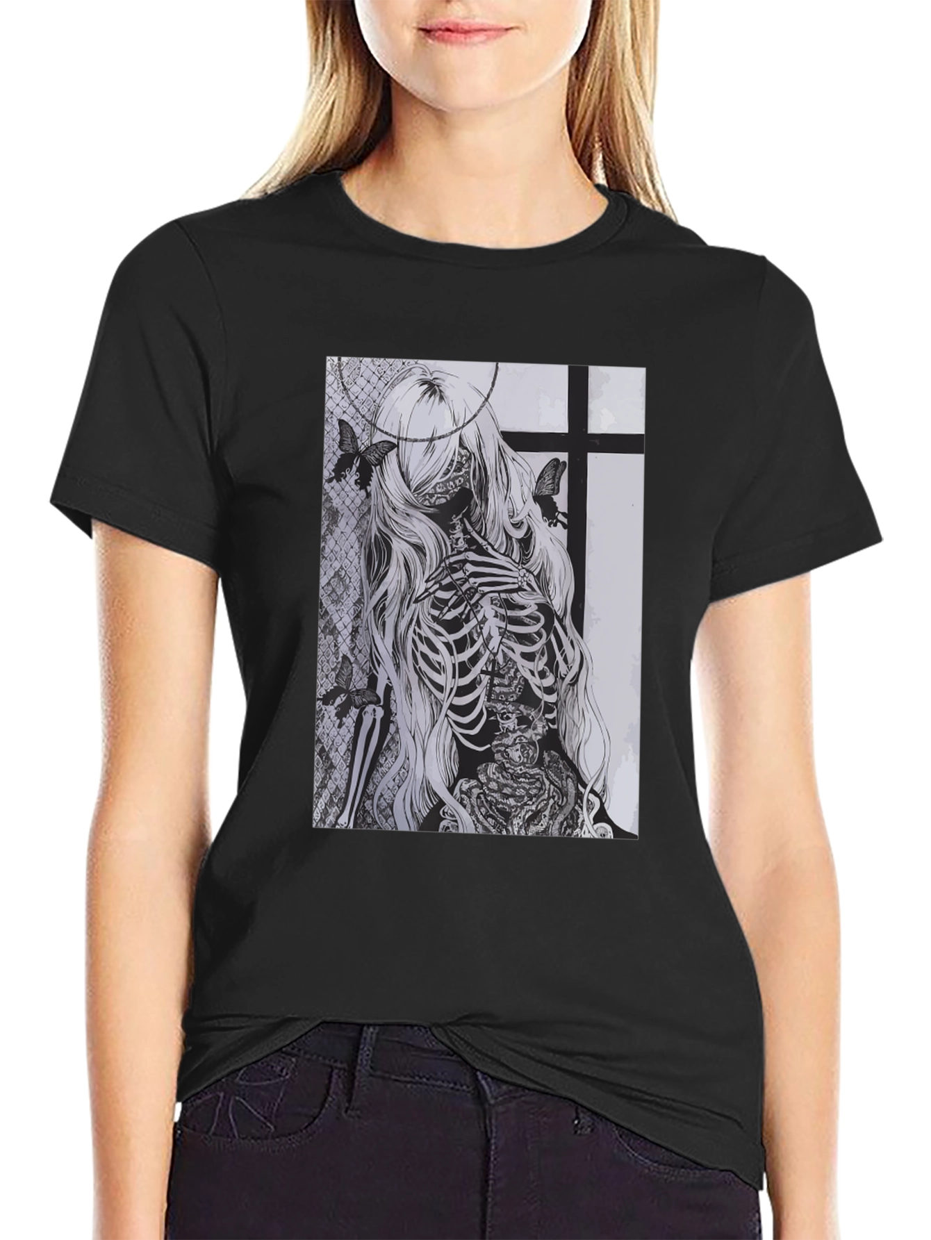 Skeleton Butterfly Graphic T-Shirt