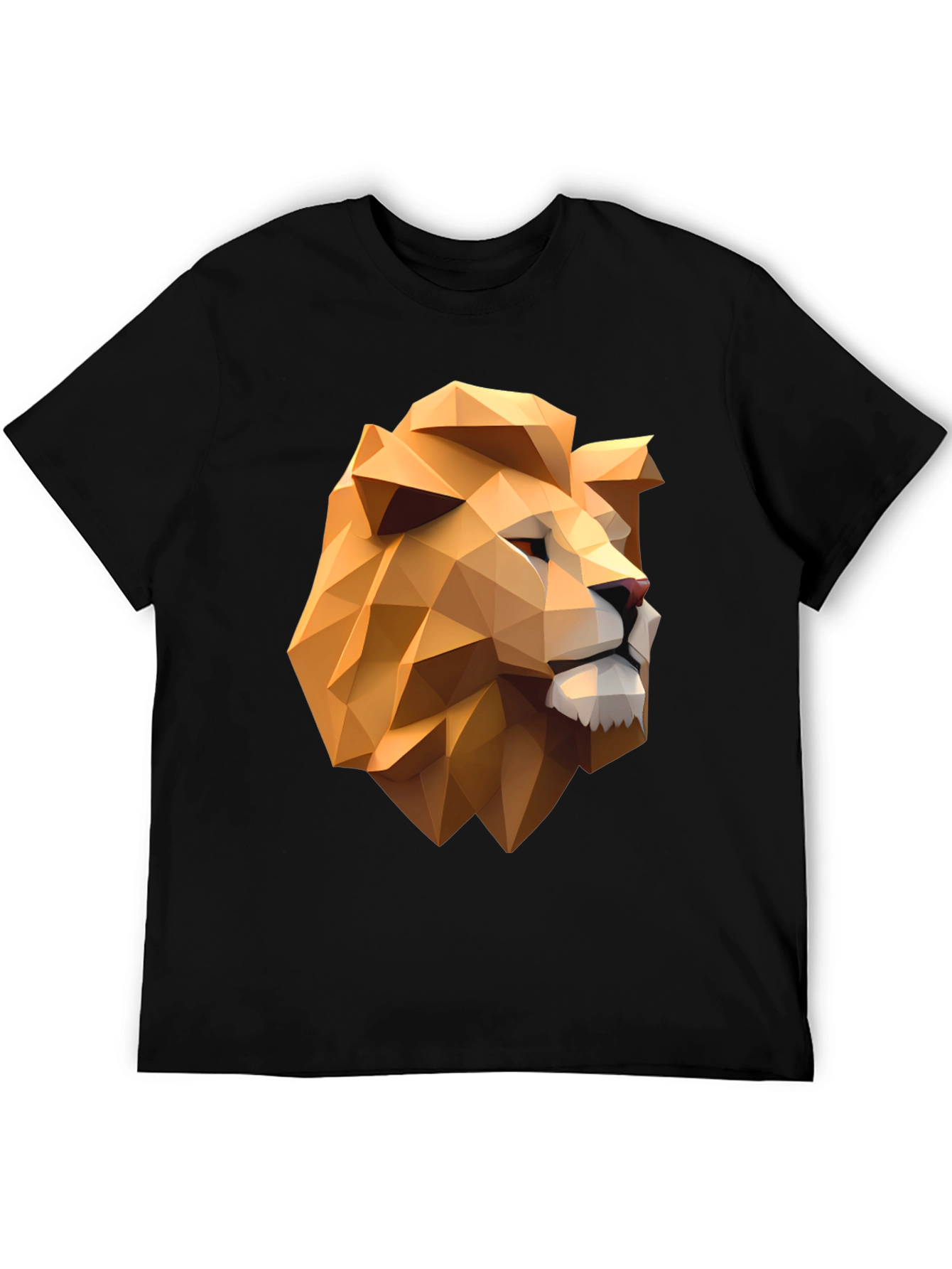Geometric Lion Head Black T-Shirt