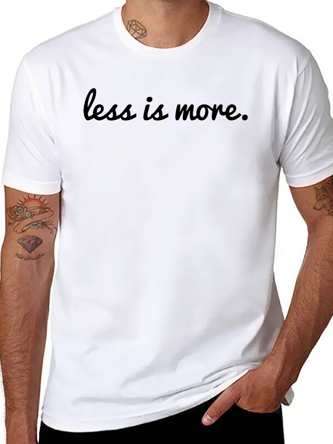 Minimalist Less is More Black T-Shirt