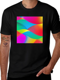 Abstract Wave Graphic Black T-Shirt