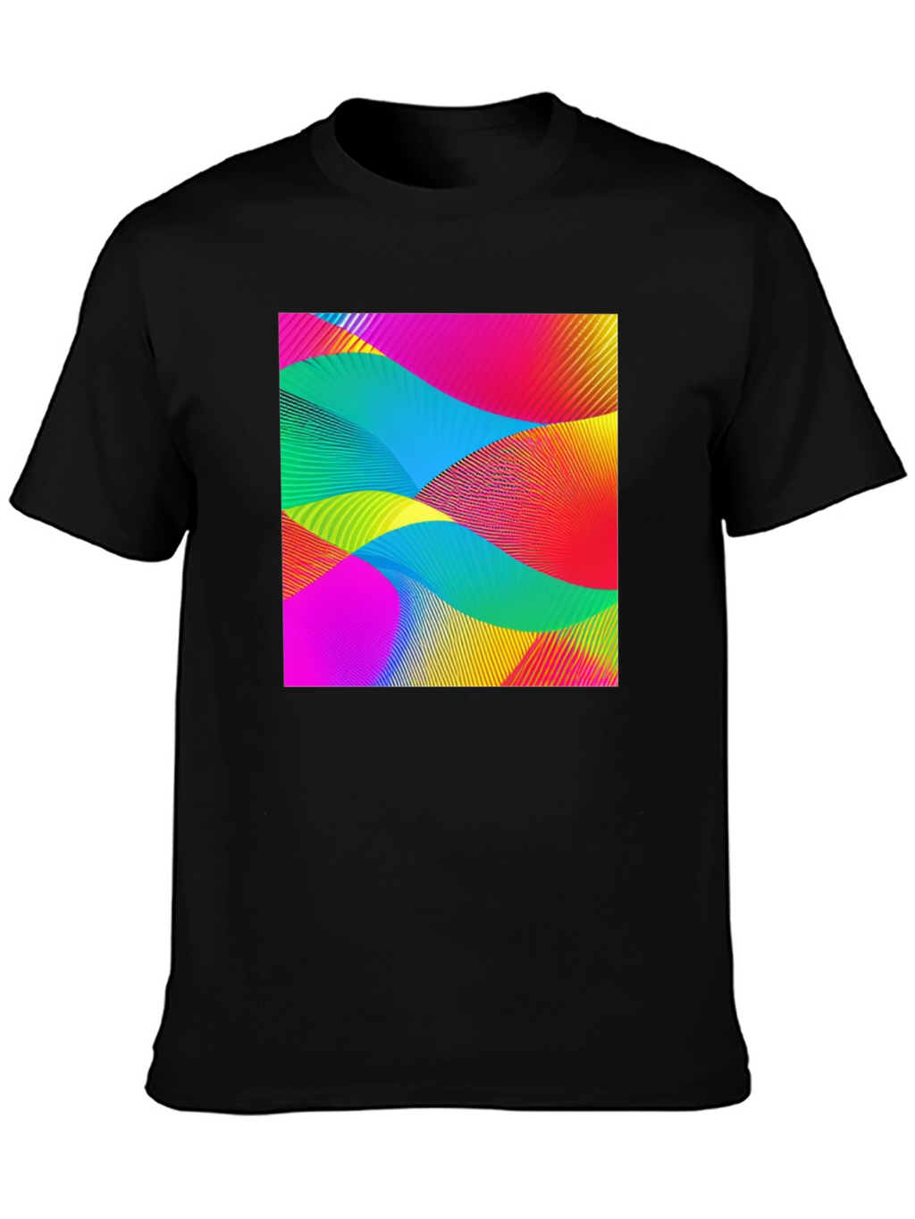 Abstract Wave Graphic Black T-Shirt