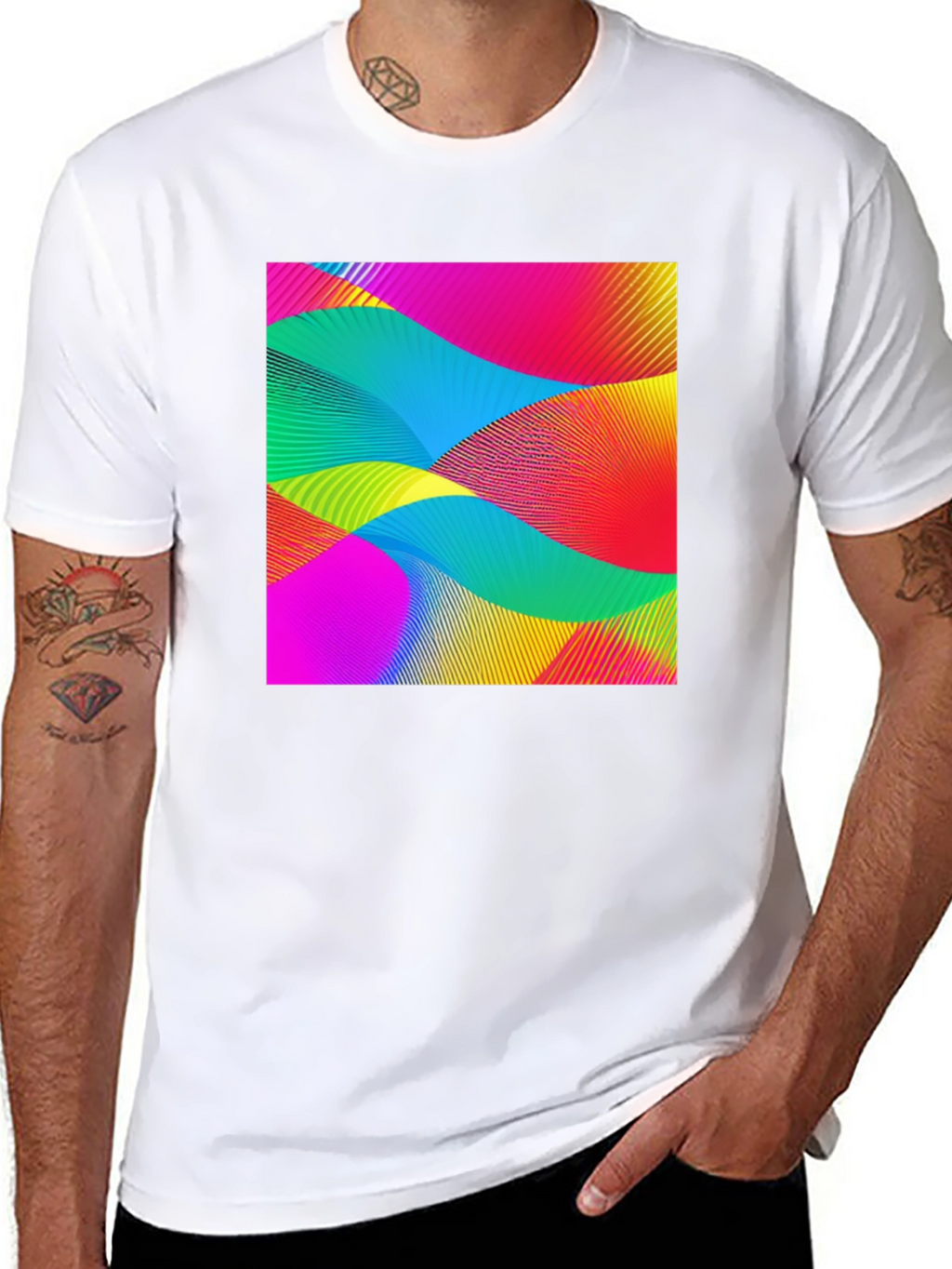 Abstract Wave Graphic Black T-Shirt