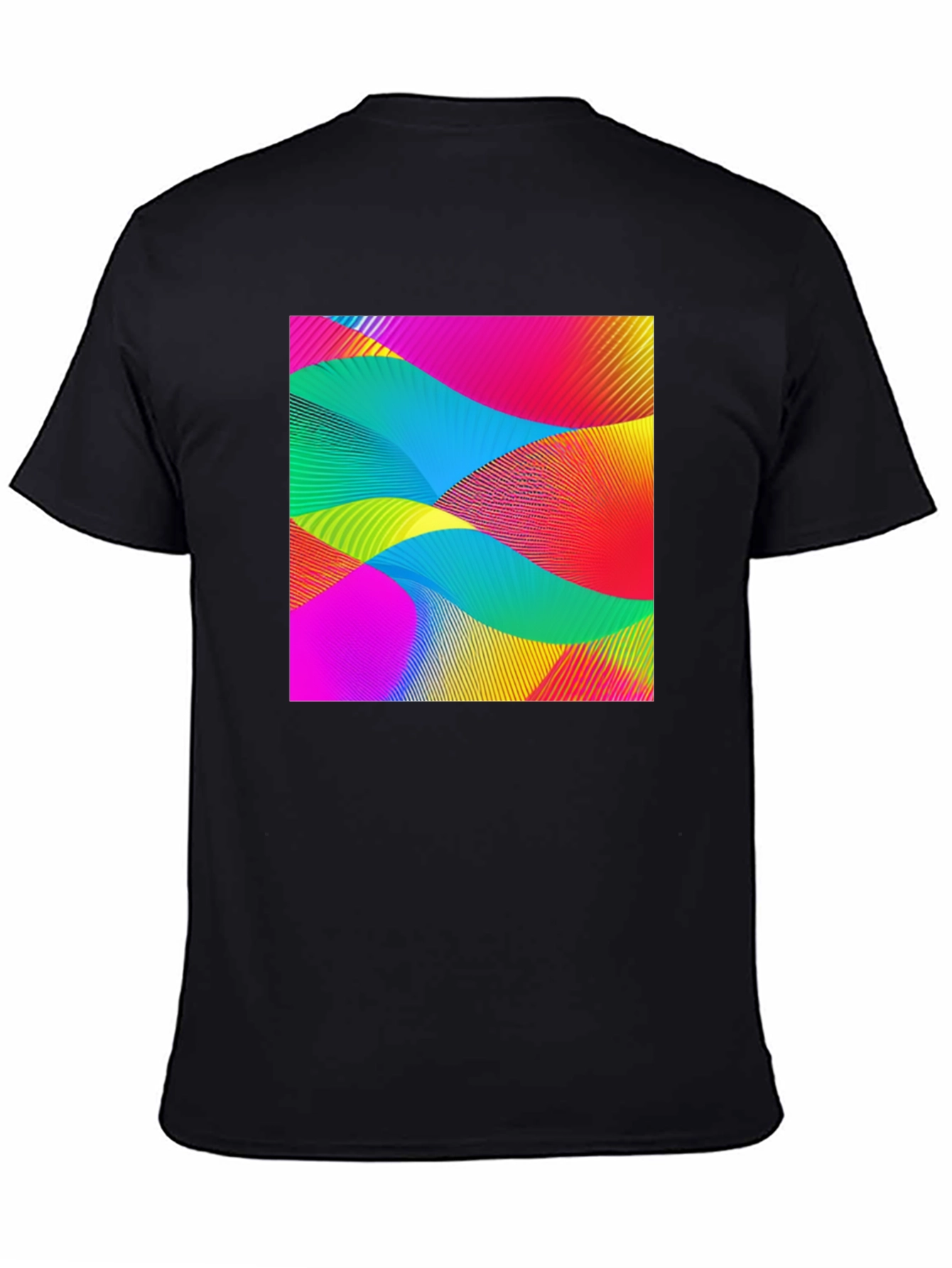 Abstract Wave Graphic Black T-Shirt