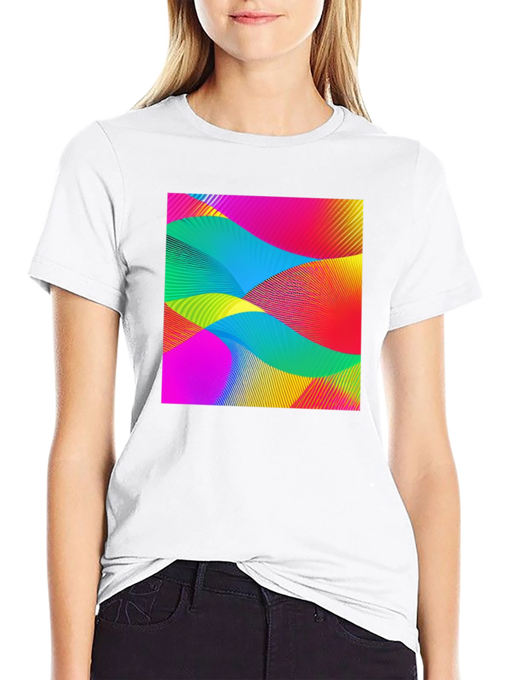 Abstract Wave Graphic Black T-Shirt