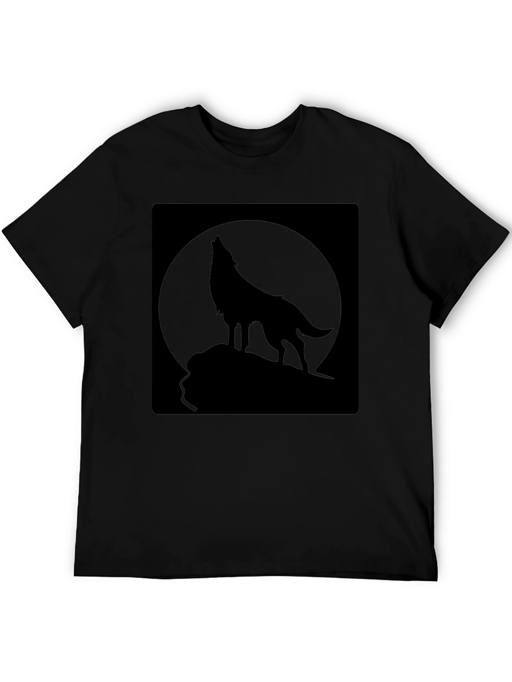 Wolf Howling at Moon Black T-Shirt