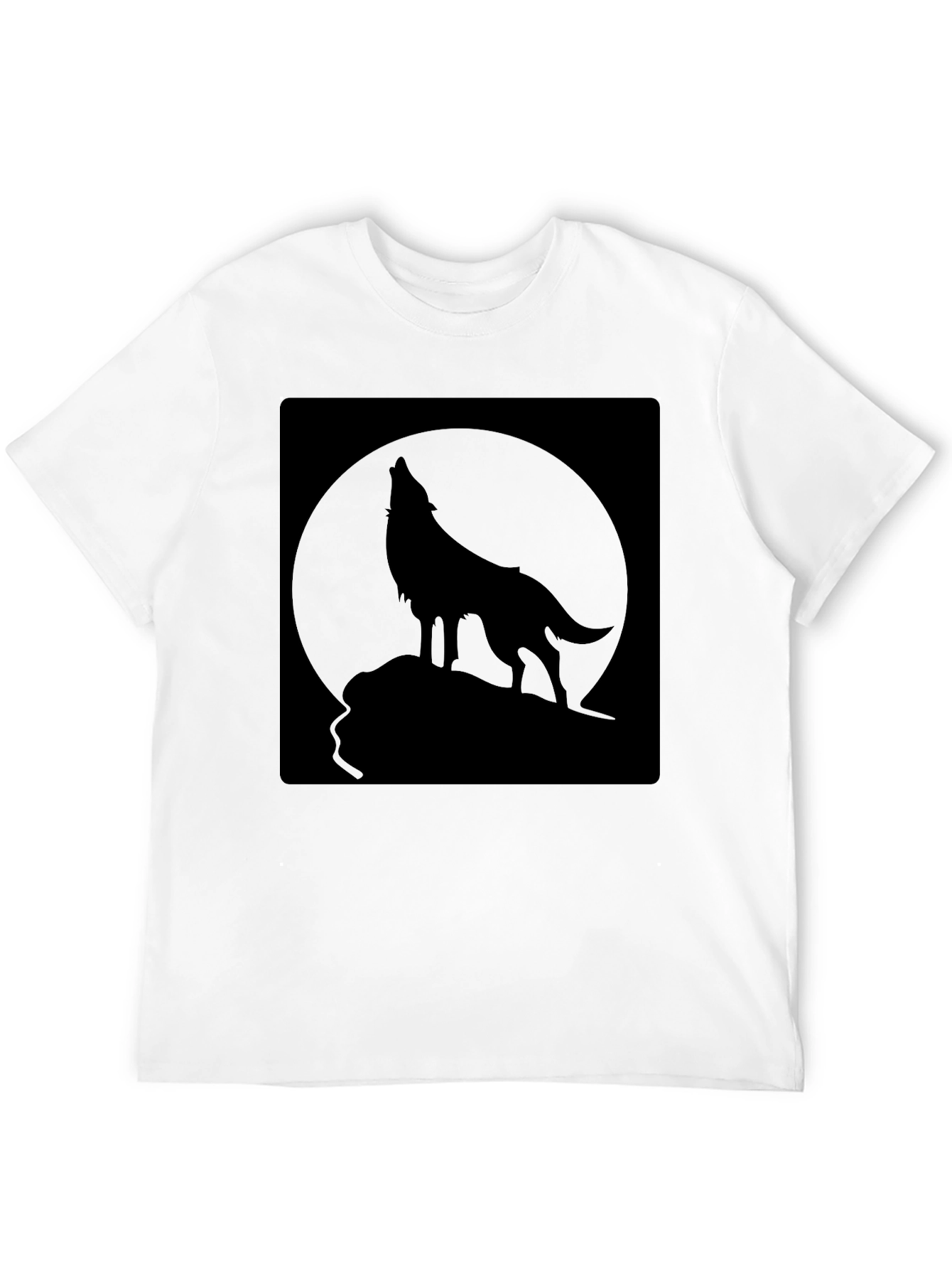 Wolf Howling at Moon Black T-Shirt