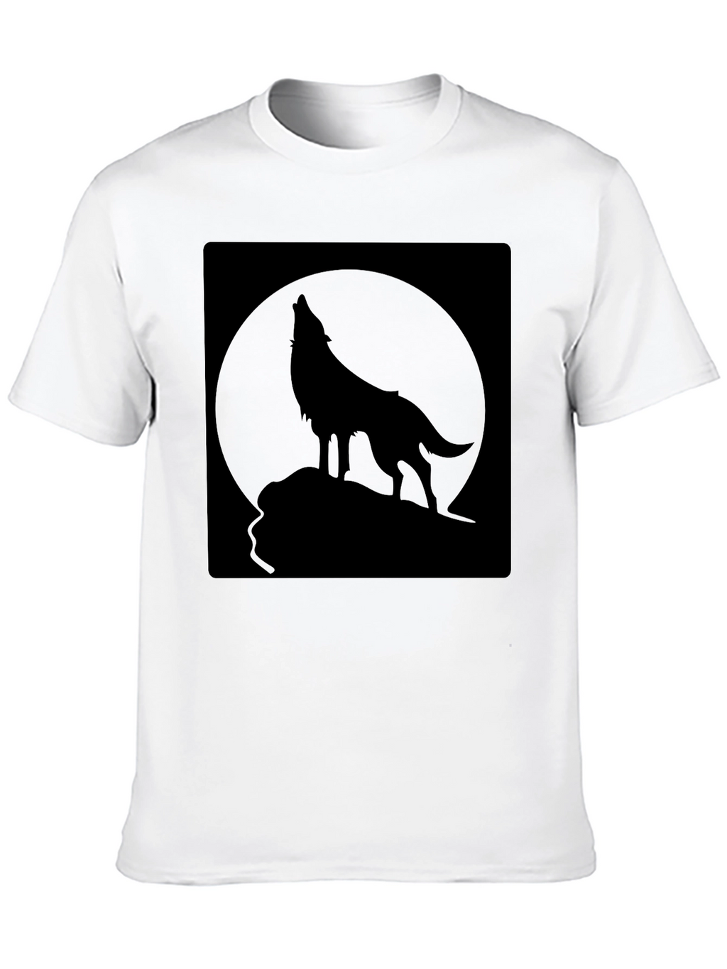 Wolf Howling at Moon Black T-Shirt