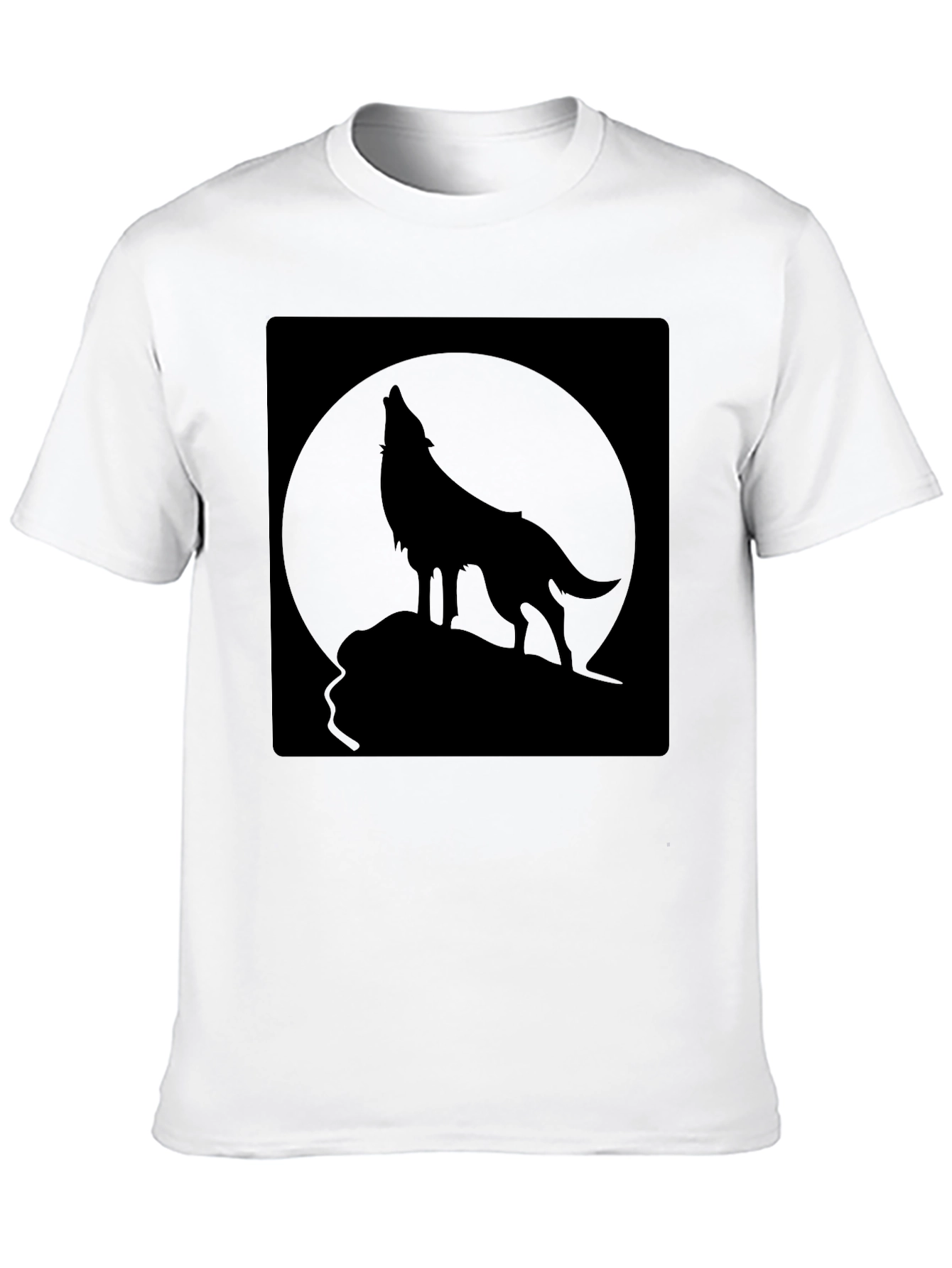 Wolf Howling at Moon Black T-Shirt