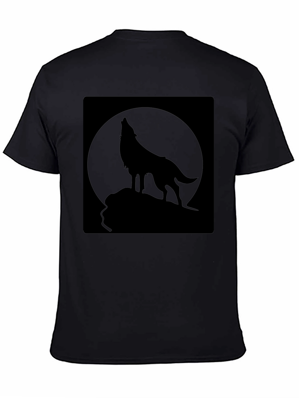 Wolf Howling at Moon Black T-Shirt