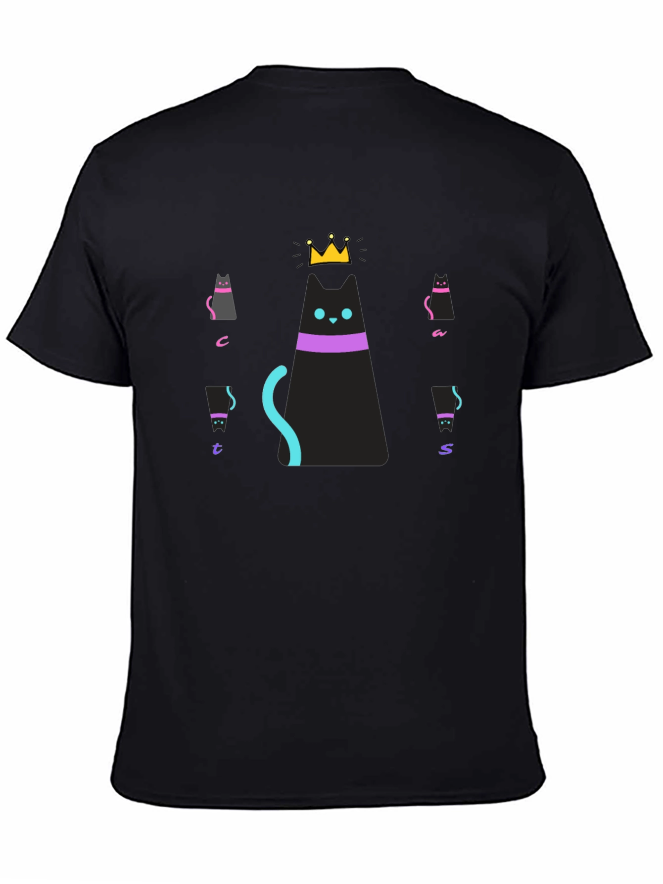 Cats Crown Graphic Black T-Shirt
