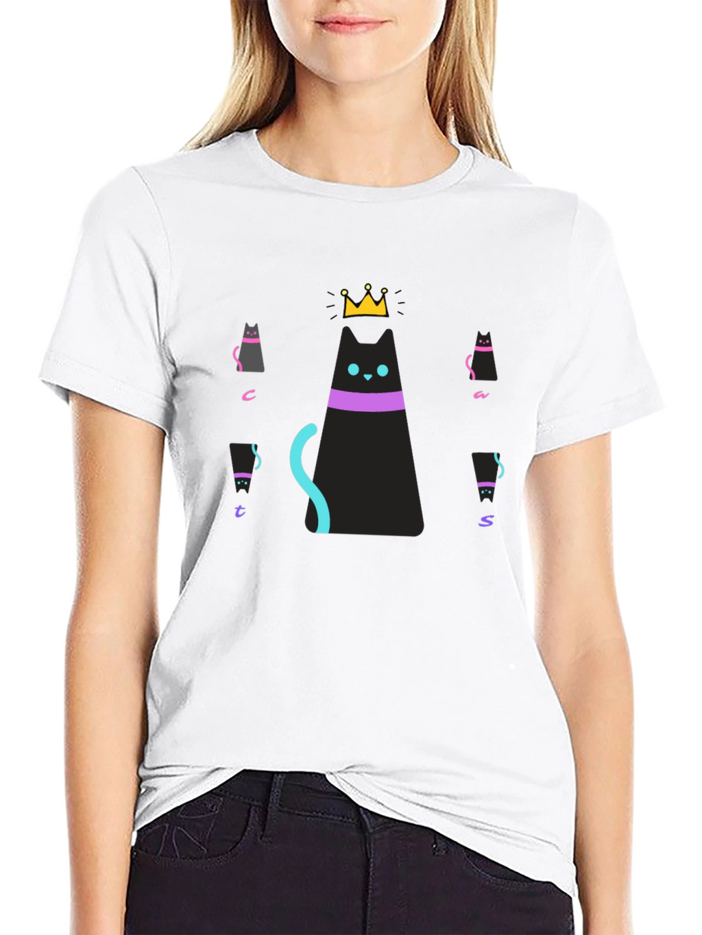 Cats Crown Graphic Black T-Shirt