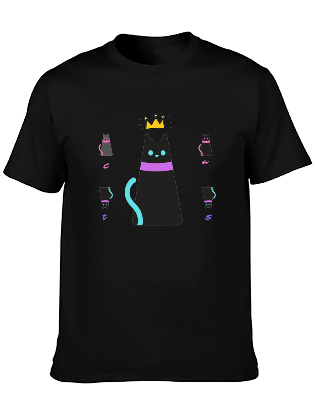 Cats Crown Graphic Black T-Shirt