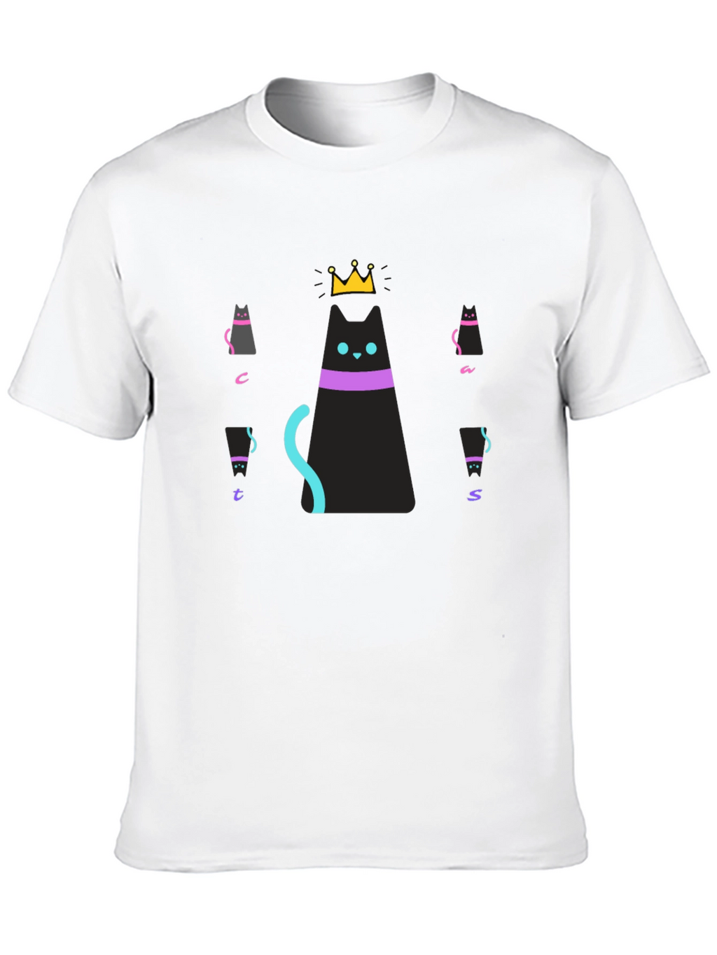 Cats Crown Graphic Black T-Shirt