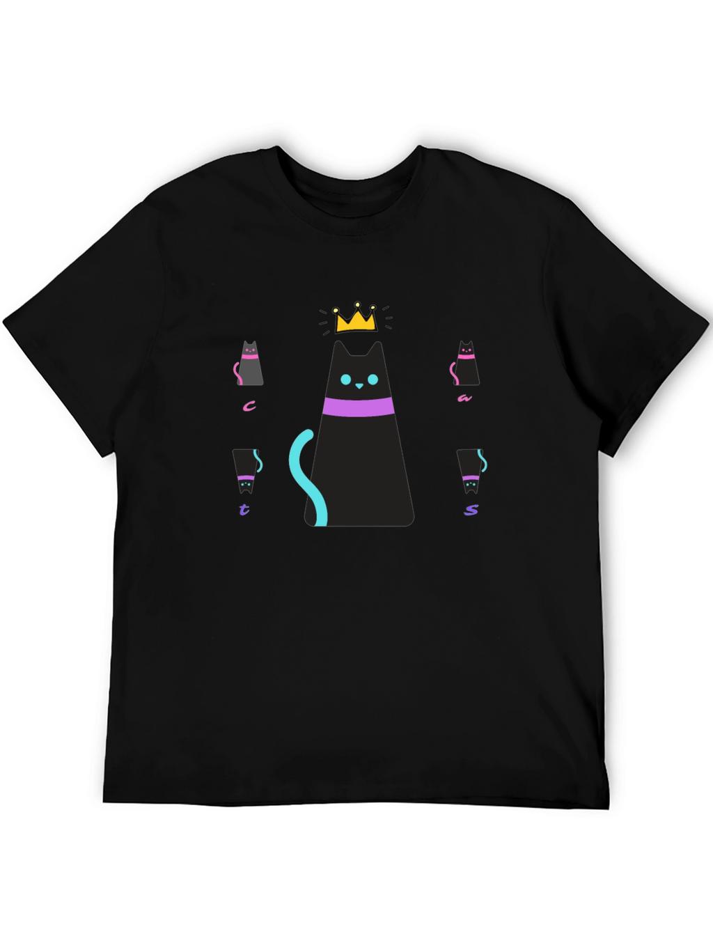 Cats Crown Graphic Black T-Shirt