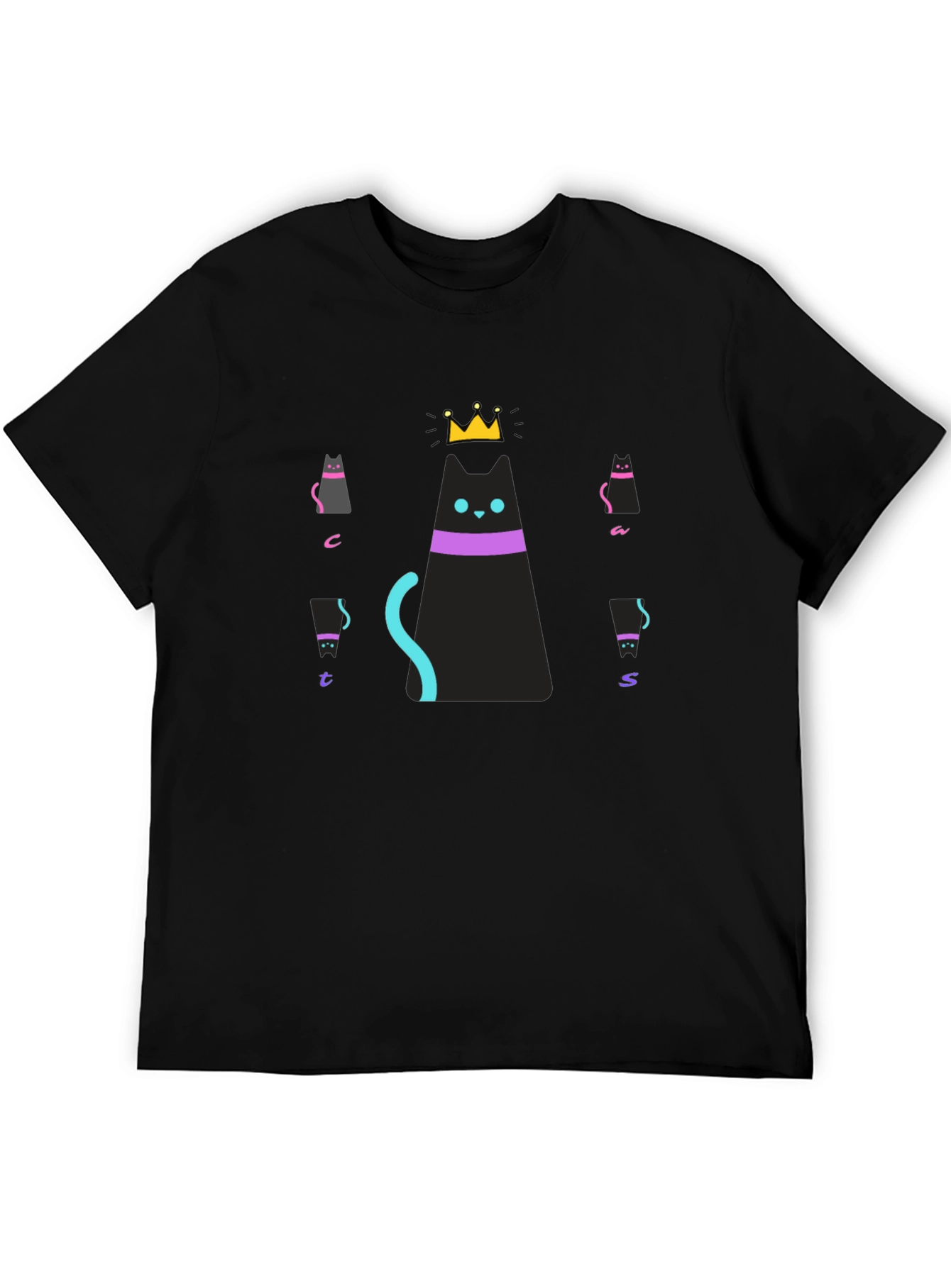 Cats Crown Graphic Black T-Shirt