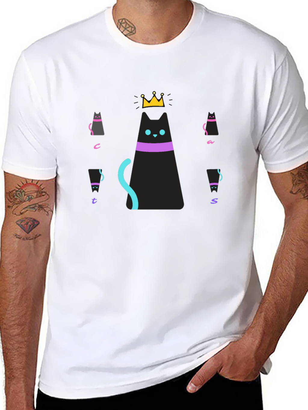 Cats Crown Graphic Black T-Shirt
