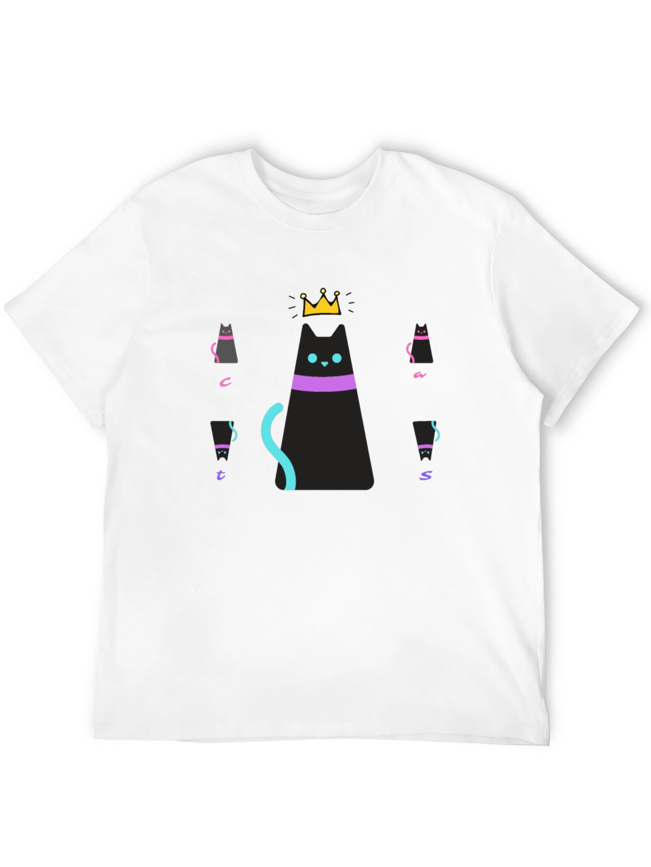 Cats Crown Graphic Black T-Shirt