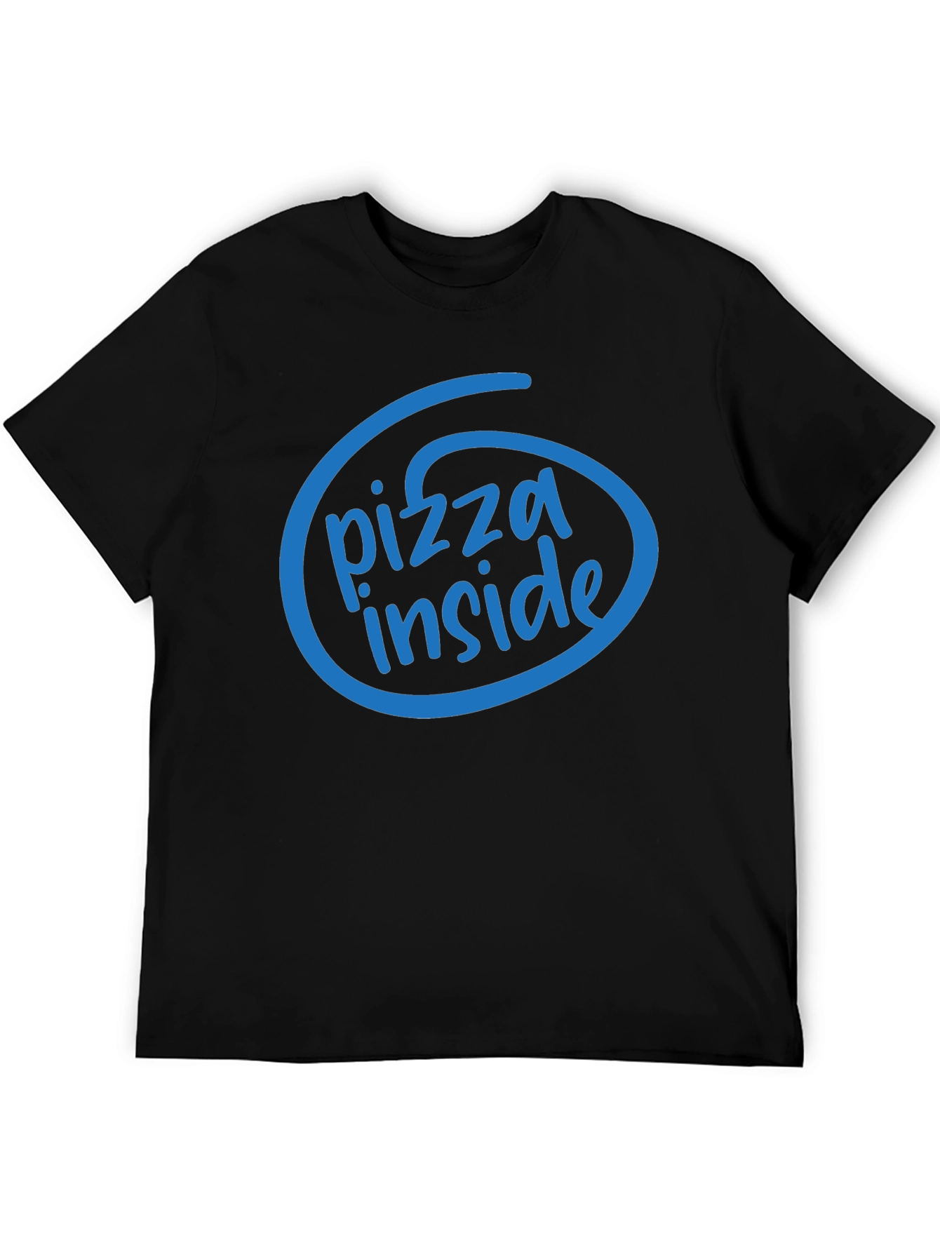 Pizza Inside Funny T-Shirt - Black Cotton Tee