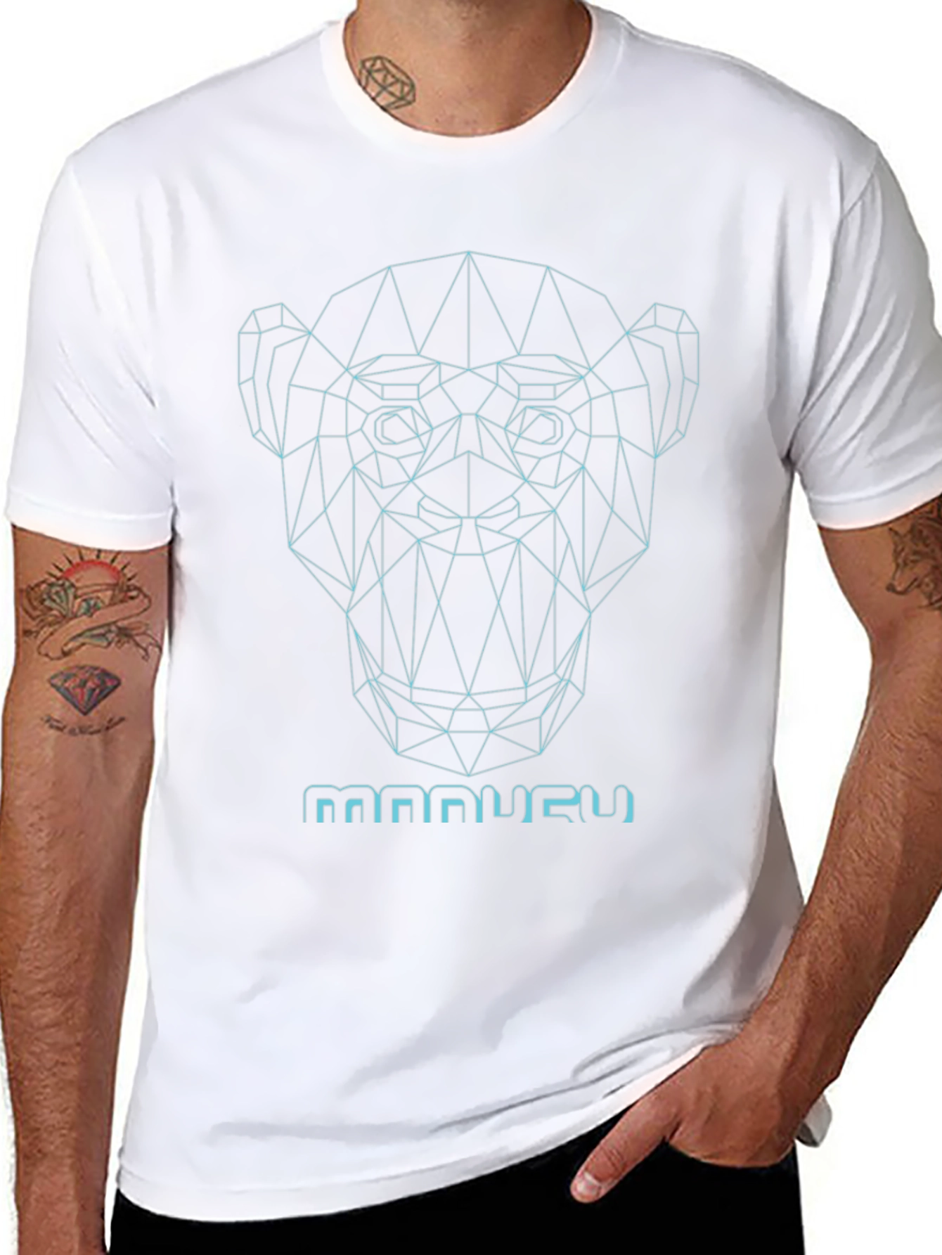 Geometric Monkey Graphic Tee - Modern Style