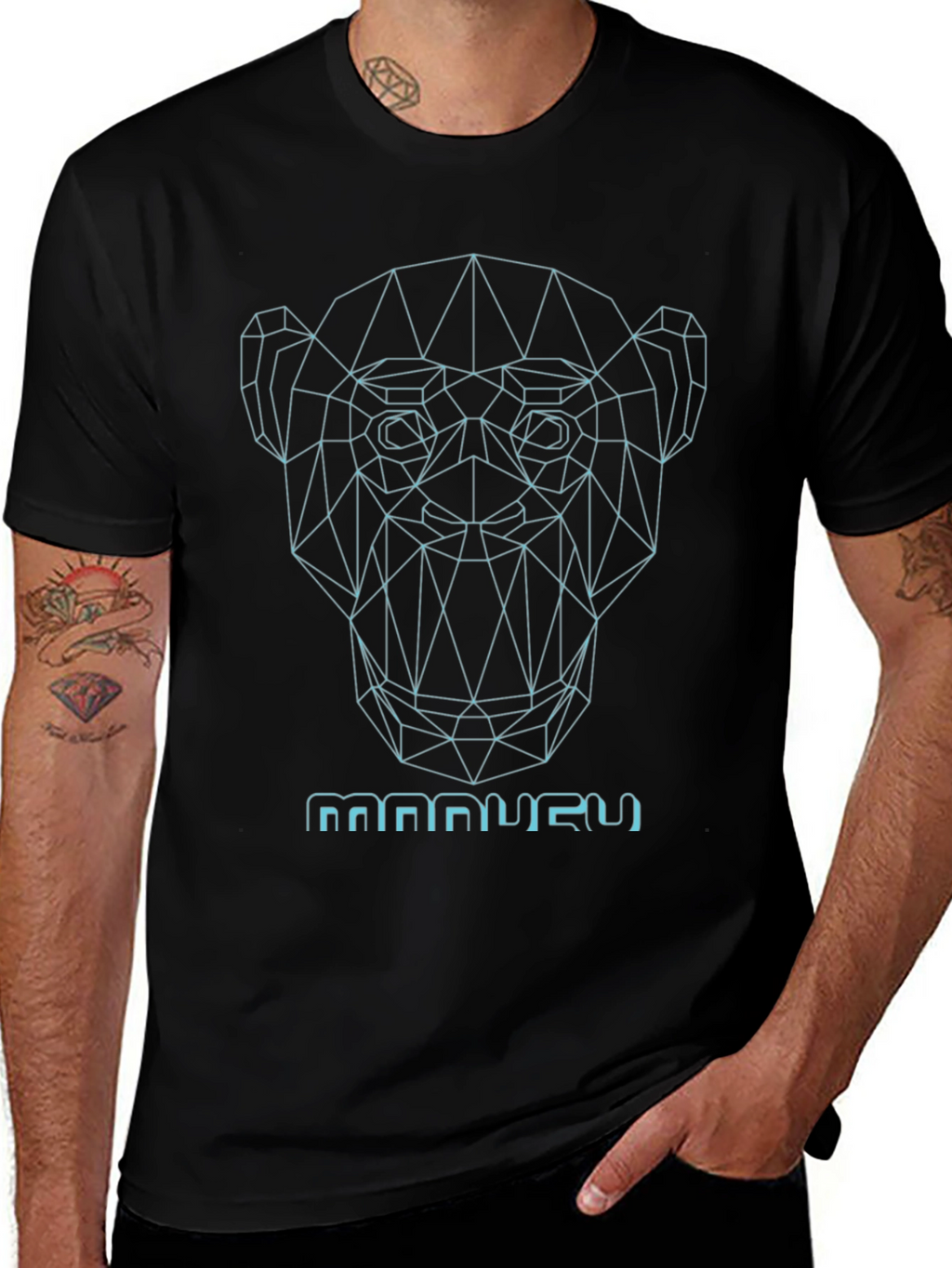 Geometric Monkey Graphic Tee - Modern Style
