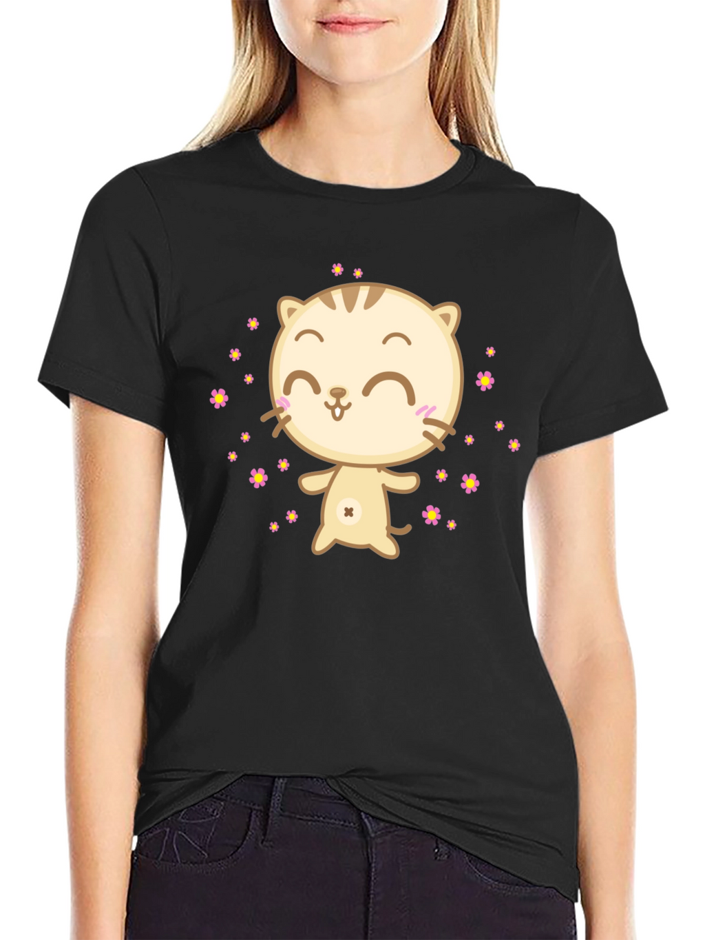Cute Cat T-Shirt - Black Graphic Tee