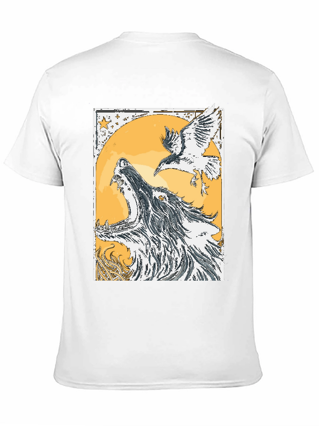 Wolf and Raven Graphic Tee - Black Cotton Blend