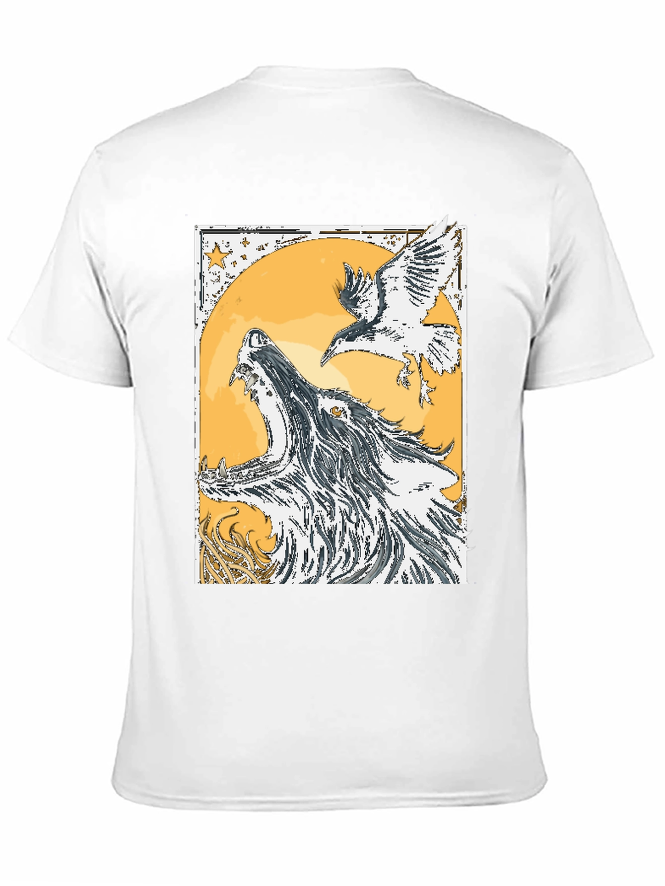 Wolf and Raven Graphic Tee - Black Cotton Blend