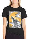 Wolf and Raven Graphic Tee - Black Cotton Blend