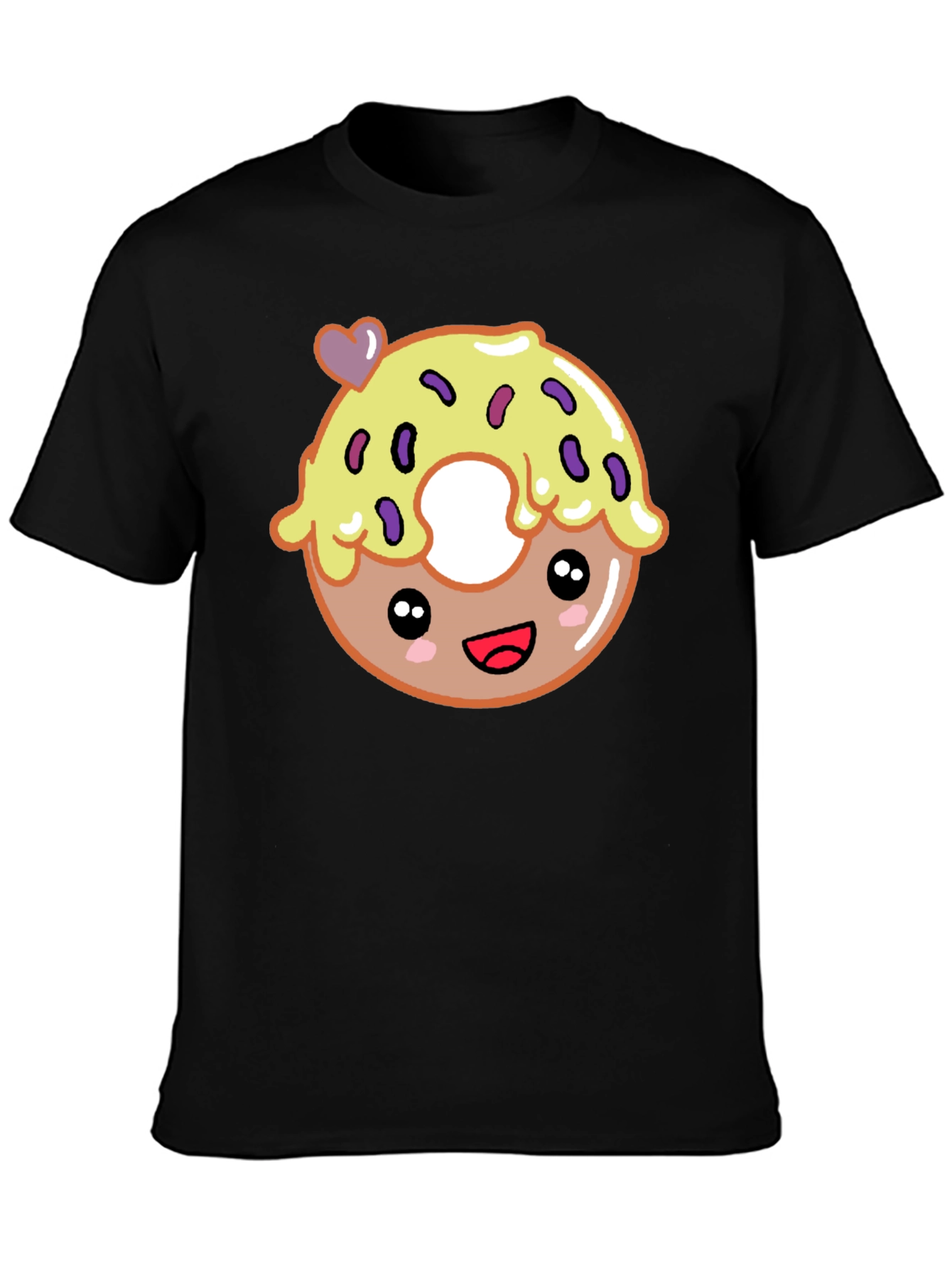 Cute Donut Graphic Tee - Unisex Black T-Shirt