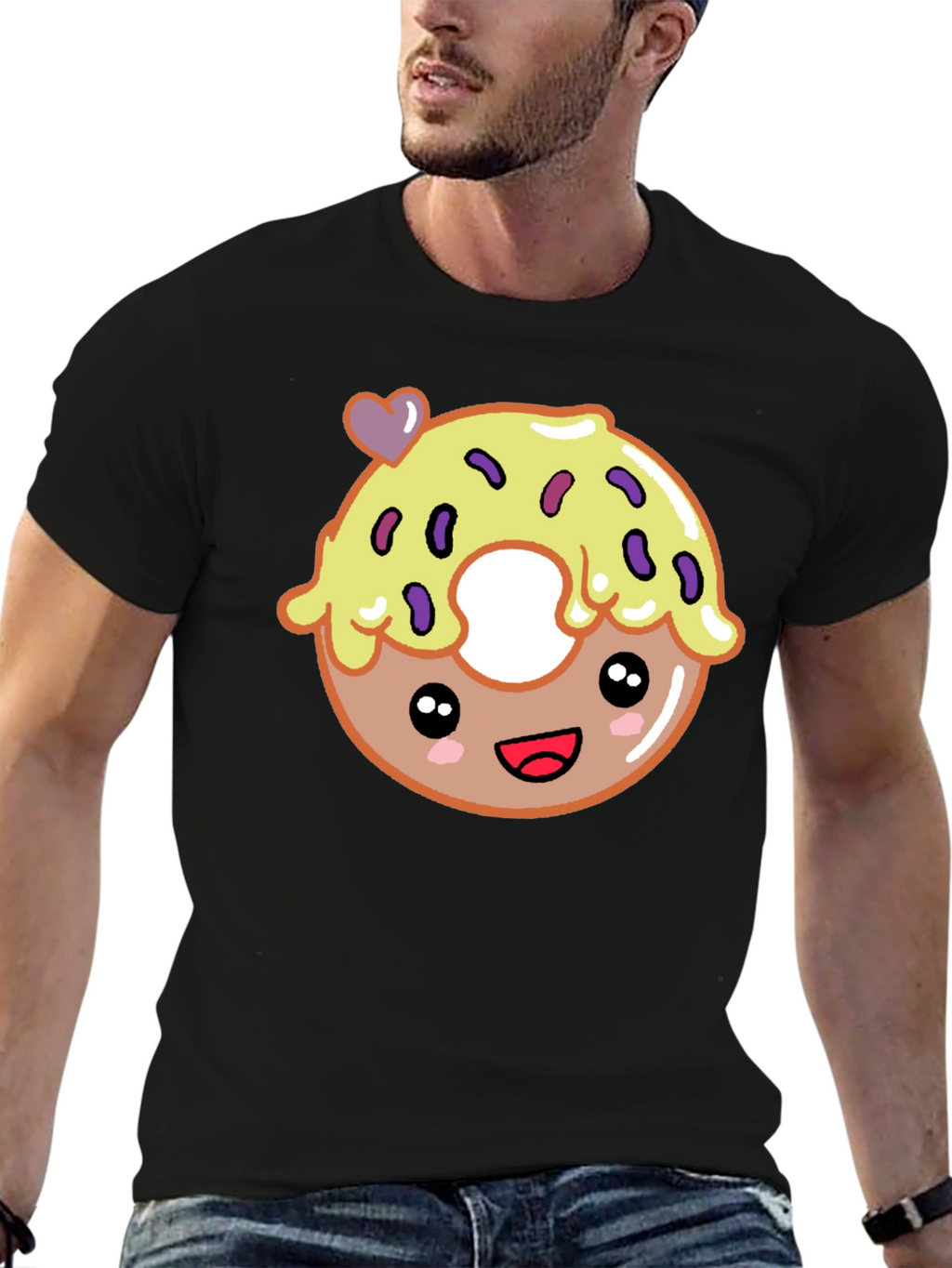 Cute Donut Graphic Tee - Unisex Black T-Shirt