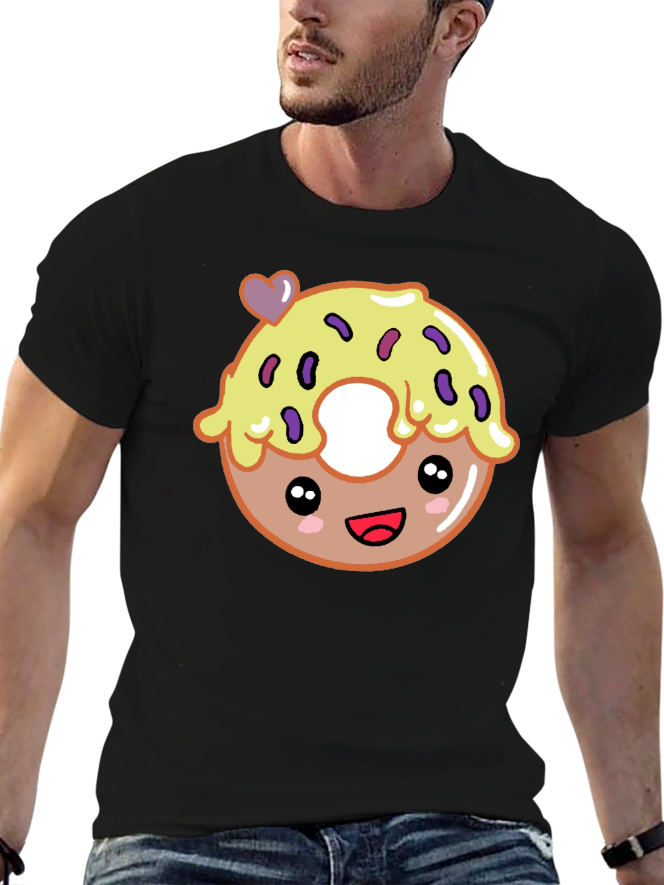 Cute Donut Graphic Tee - Unisex Black T-Shirt