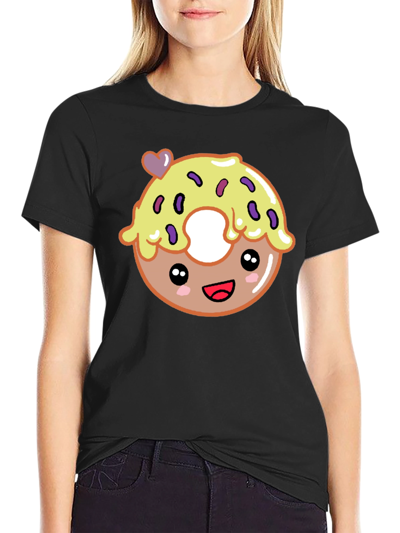 Cute Donut Graphic Tee - Unisex Black T-Shirt