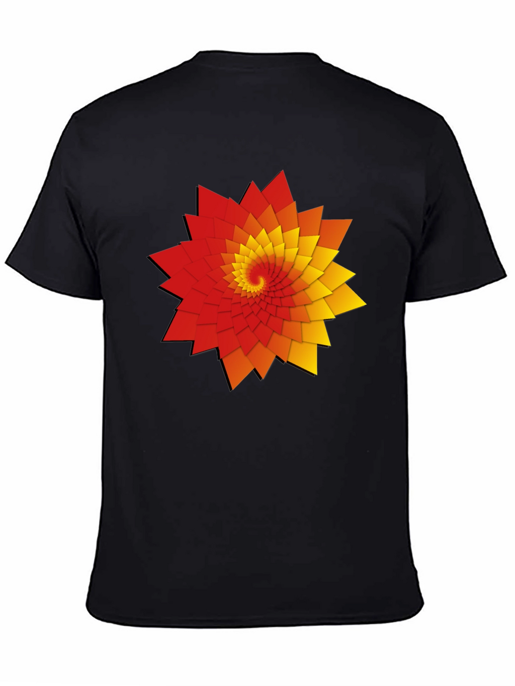 Geometric Spiral Graphic Print Black T-Shirt