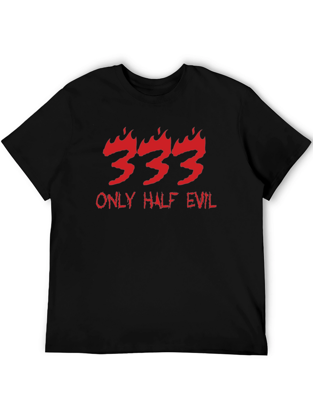 333 Only Half Evil Graphic Print Black T-Shirt