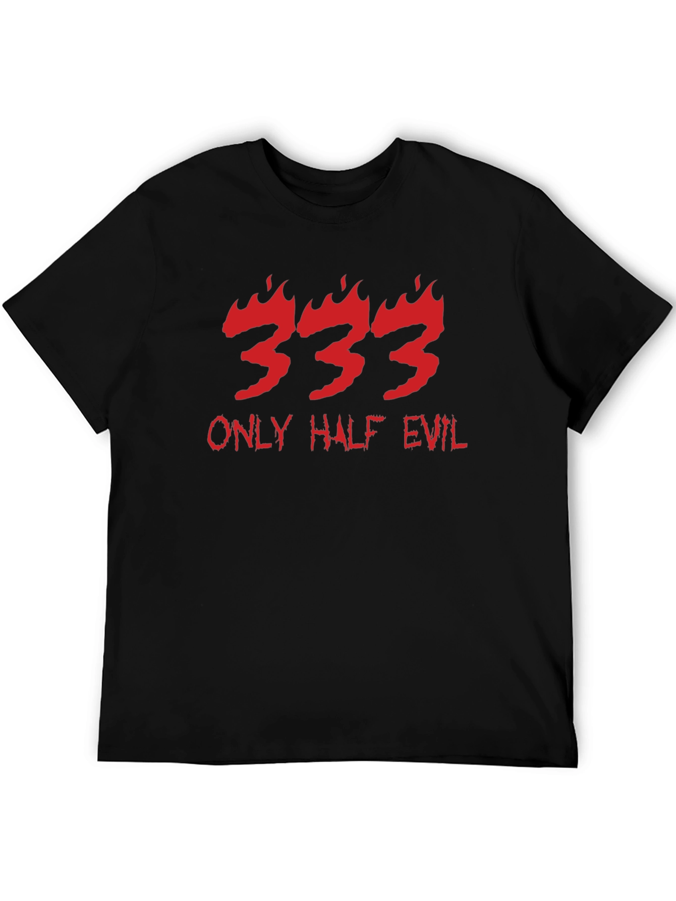 333 Only Half Evil Graphic Print Black T-Shirt