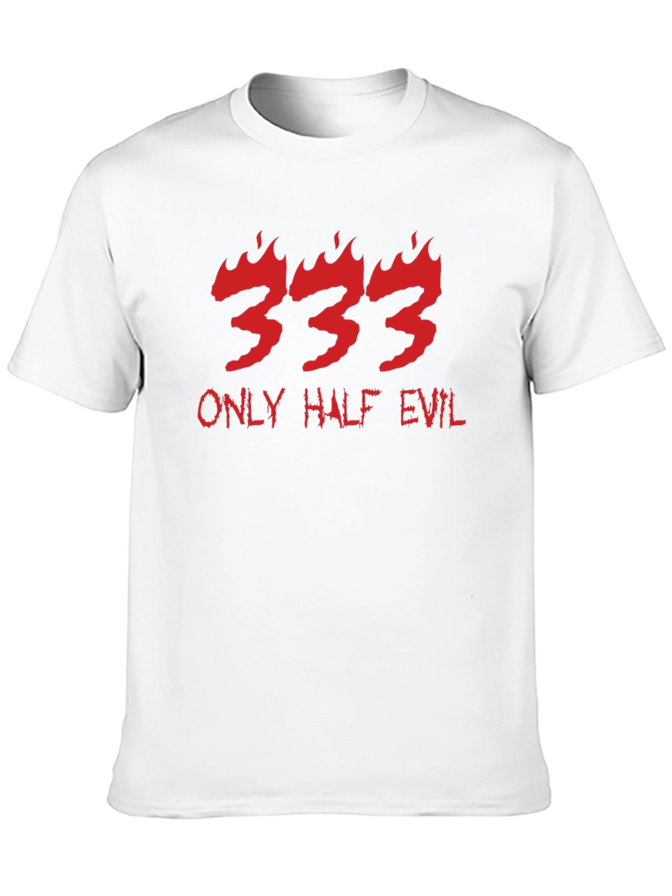 333 Only Half Evil Graphic Print Black T-Shirt
