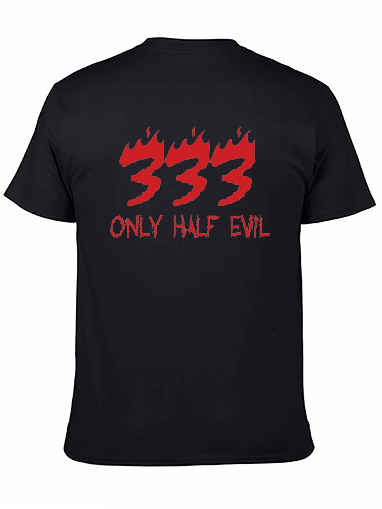 333 Only Half Evil Graphic Print Black T-Shirt