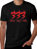 333 Only Half Evil Graphic Print Black T-Shirt
