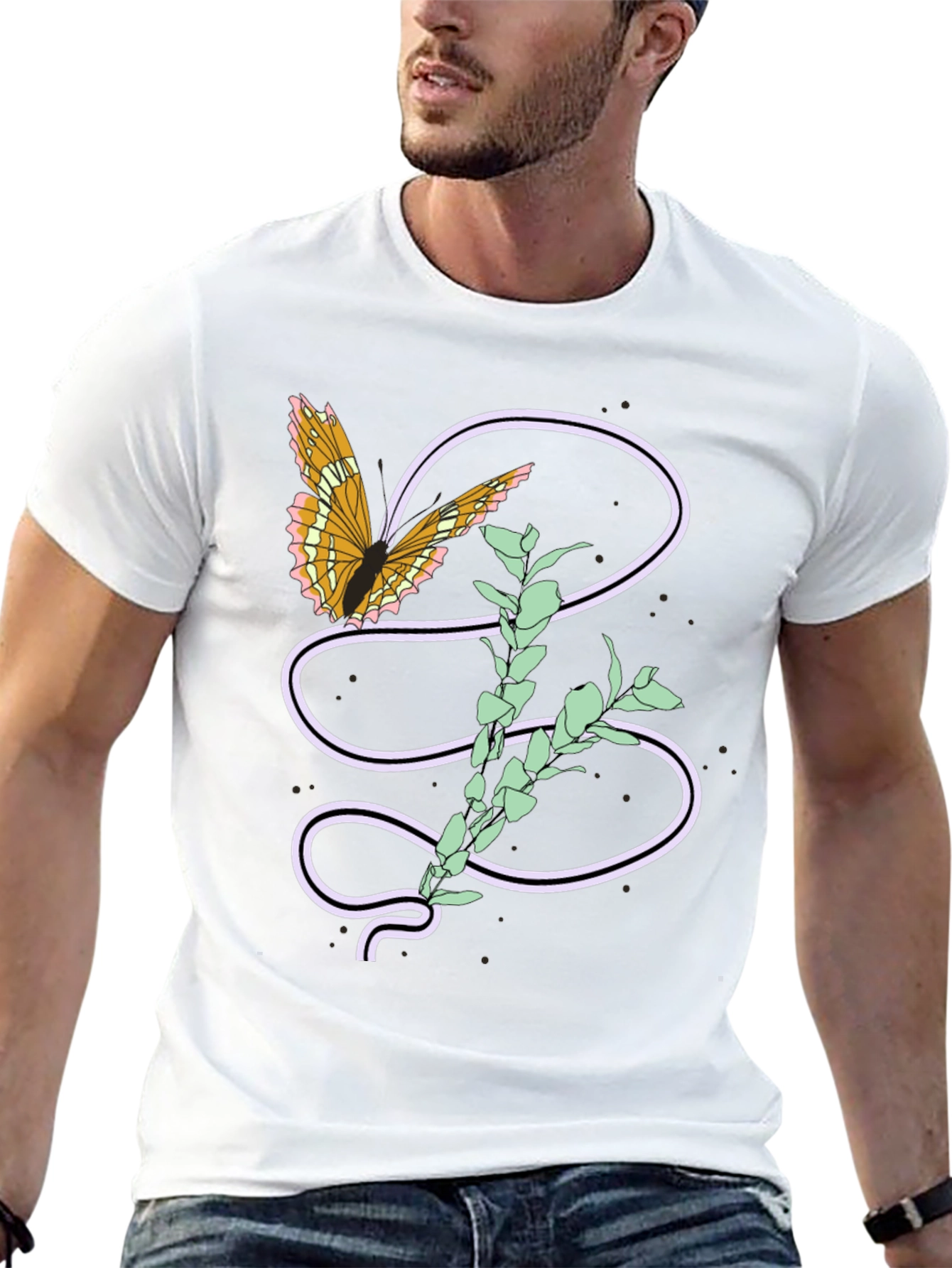 Butterfly and Plant Graphic Tee