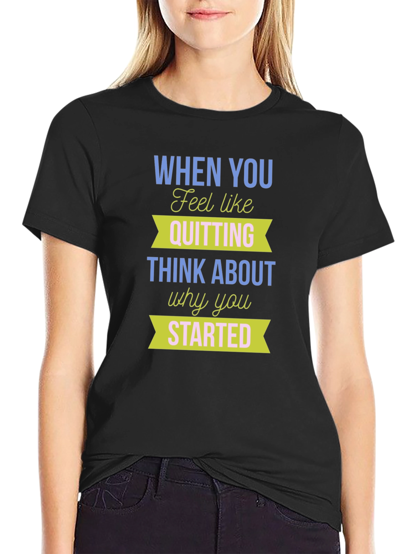 Motivational T-Shirt: Never Quit - Start Strong