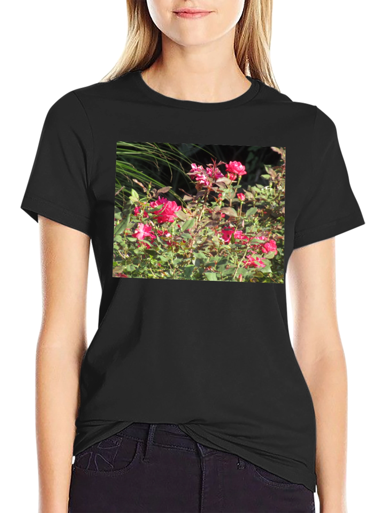 Floral Rose Garden Graphic Tee - Soft Cotton Blend
