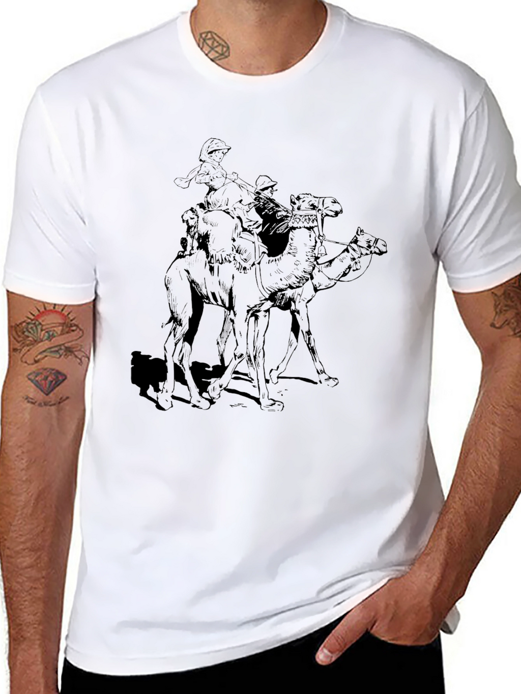 Camel Riders Graphic Black T-Shirt