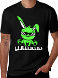 Cool Bunny Keyboardist Graphic Tee